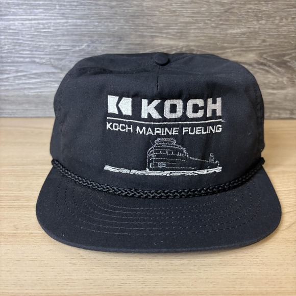 Source Unknown Other - Vintage KOCH Hat Cap Snap Back Black Embroidered Marine Fueling Rope Advertising